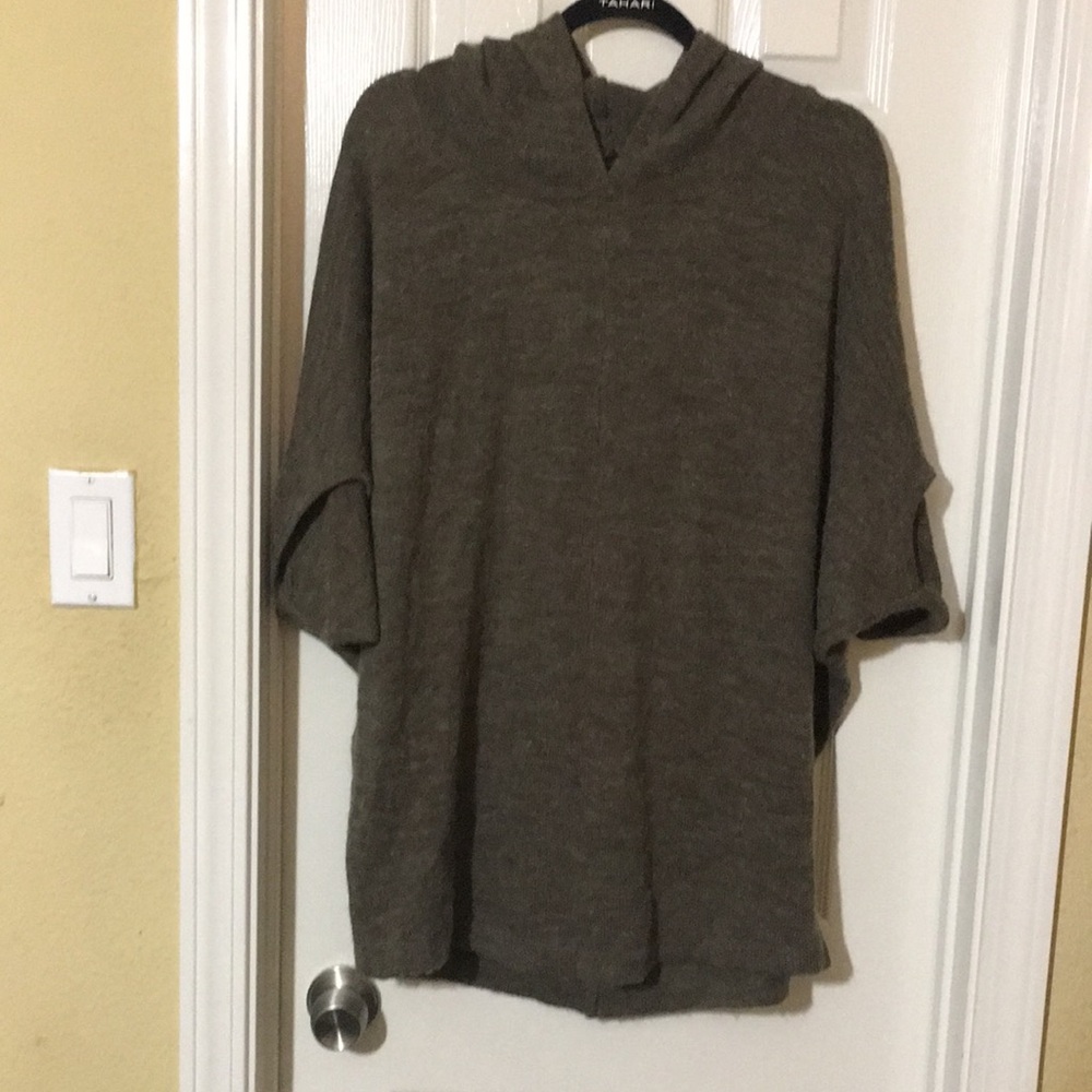 Zara Olive Green Hooded Poncho